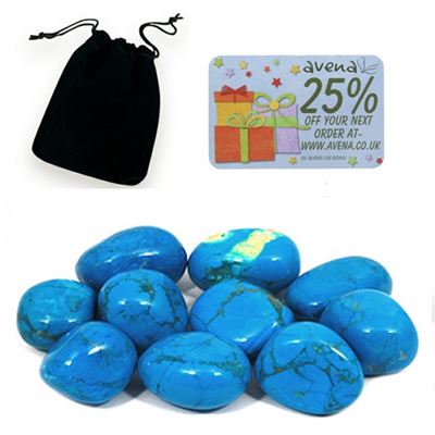 Blue Howlite Gift Pouch of Ten Polished Tumblestones